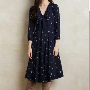 111 Tylho Floral Navy Blue Midi Dress
